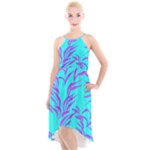 Branches Leaves Colors Summer High-Low Halter Chiffon Dress 