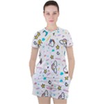 Unicorns-rainbows-seamless-pattern Women s Tee and Shorts Set