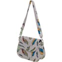 Vector-boho-doodle-feathers-seamless-pattern-illustration Saddle Handbag View2