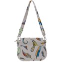 Vector-boho-doodle-feathers-seamless-pattern-illustration Saddle Handbag View3