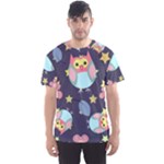 Owl Star Pattern Background Men s Sport Mesh Tee
