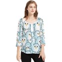 Penguin pattern Chiffon Quarter Sleeve Blouse View1