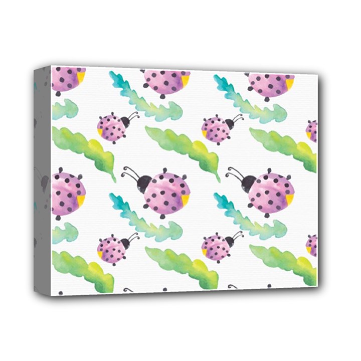 Watercolor-pattern-with-lady-bug Deluxe Canvas 14  x 11  (Stretched)