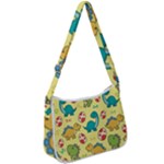 Seamless pattern with cute dinosaurs character Zip Up Shoulder Bag