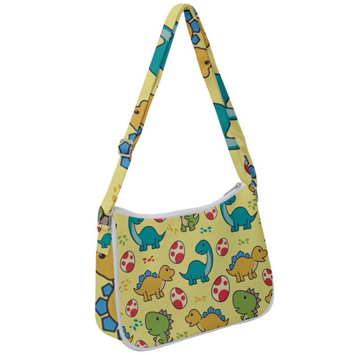 Seamless pattern with cute dinosaurs character Zip Up Shoulder Bag