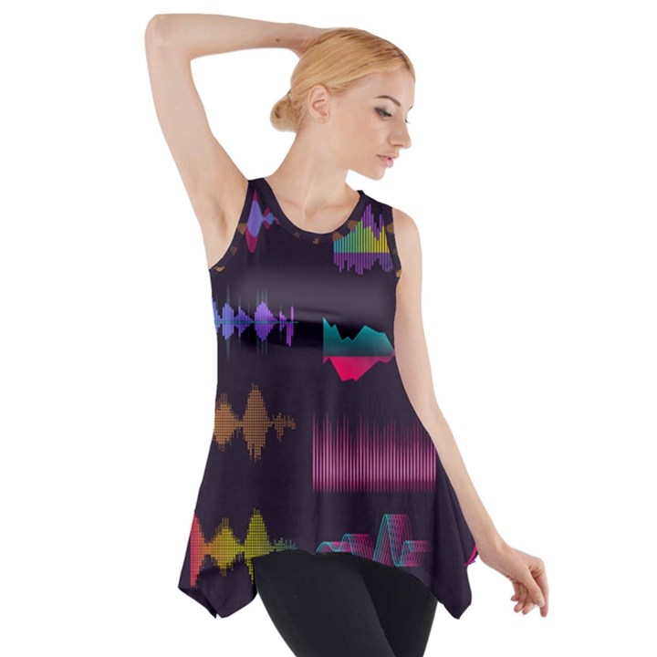 Colorful-sound-wave-set Side Drop Tank Tunic