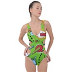 Modern-comics-background-pattern-with-bombs-lightening-jagged-clouds-speech-bubbles Side Cut Out Swimsuit