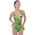 Modern-comics-background-pattern-with-bombs-lightening-jagged-clouds-speech-bubbles Side Cut Out Swimsuit View1