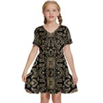 Zentangle-styled-ornament-pattern Kids  Short Sleeve Tiered Mini Dress