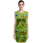 Seamless Pattern With Kids Sleeveless Velvet Midi Dress