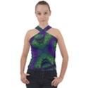 Abstract Fractal Art Pattern Cross Neck Velour Top View1