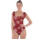 Snowflakes And Star Patternsred Snow Short Sleeve Leotard  View1