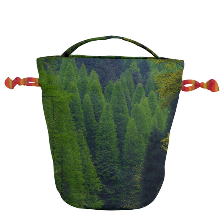 Forest Scenery Nature Trees Woods Drawstring Bucket Bag