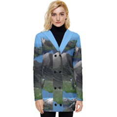 Mountain Landscape Rocky Rocks Geology Scenic Button Up Hooded Coat 