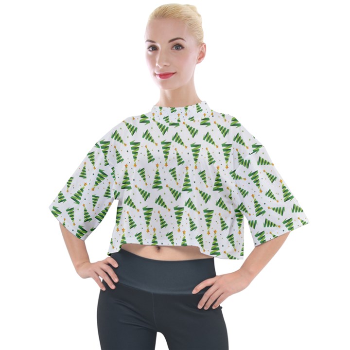Christmas Tree Pattern Christmas Trees Mock Neck Tee