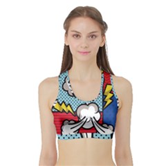 Rays Smoke Pop Art Style Vector Illustration Sports Bra With Border