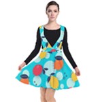 Pop Art Style Citrus Seamless Pattern Plunge Pinafore Dress
