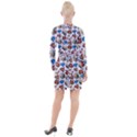 Full Color Flash Tattoo Patterns Button Long Sleeve Dress View2