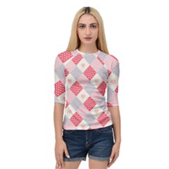 Cute-kawaii-patches-seamless-pattern Quarter Sleeve Raglan Tee