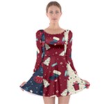 Flat Design Christmas Pattern Collection Art Long Sleeve Skater Dress
