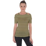 Golden Striped Decorative Pattern Shoulder Cut Out Short Sleeve Top