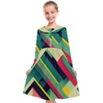 Pattern Abstract Geometric Design Kids  Midi Sailor Dress