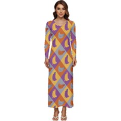 Chickens Pixel Pattern - Version 1b Long Sleeve Velour Longline Maxi Dress