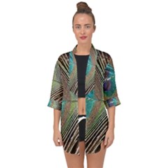 Peacock Open Front Chiffon Kimono