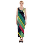 Pattern Abstract Geometric Design Fitted Maxi Dress