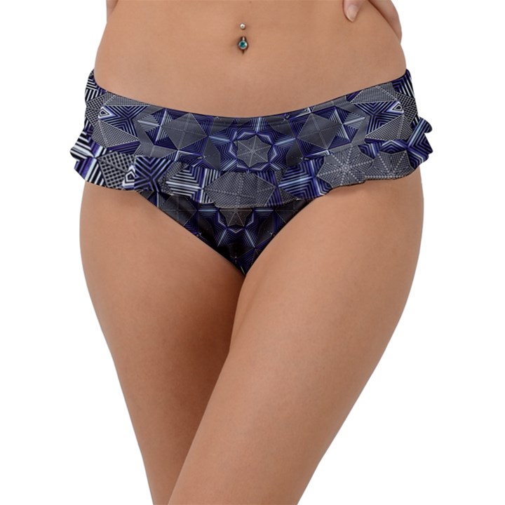Kaleidoscope Geometric Pattern Frill Bikini Bottom