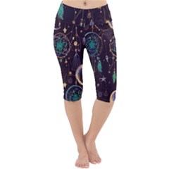 Bohemian  Stars, Moons, And Dreamcatchers Lightweight Velour Cropped Yoga Leggings