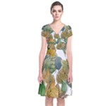 Sheet Autumn Color Drawing Short Sleeve Front Wrap Dress