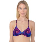 Fractal Fractals Spiral Vortex Blue Dark Art Reversible Tri Bikini Top