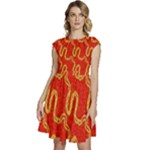 Background Ornamental Pattern Abstract Seamless Cap Sleeve High Waist Dress