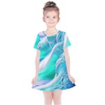 Pastel Simple Wave Kids  Simple Cotton Dress