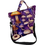 Whimsical Forest Mushroom Fold Over Handle Tote Bag