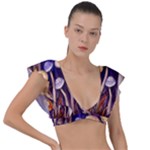 Whimsical Forest Mushroom Plunge Frill Sleeve Bikini Top