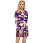 Whimsical Forest Mushroom Long Sleeve Satin Robe