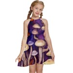 Whimsical Forest Mushroom Kids  Halter Collar Waist Tie Chiffon Dress