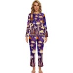 Whimsical Forest Mushroom Womens  Long Sleeve Lightweight Pajamas Set