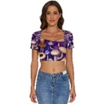 Whimsical Forest Mushroom Short Sleeve Square Neckline Crop Top 