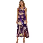 Whimsical Forest Mushroom V-Neck Sleeveless Loose Fit Overalls