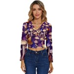 Whimsical Forest Mushroom Long Sleeve V-Neck Top