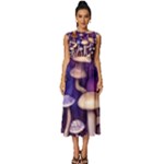 Whimsical Forest Mushroom Sleeveless Round Neck Midi Dress