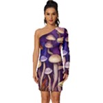 Whimsical Forest Mushroom Long Sleeve One Shoulder Mini Dress