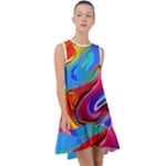 Abstract Fluid Art Frill Swing Dress