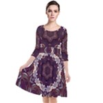 Rosette Kaleidoscope Mosaic Abstract Background Quarter Sleeve Waist Band Dress