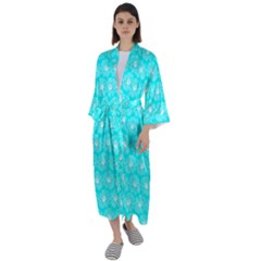 Gerbera Daisy Vector Tile Pattern Maxi Satin Kimono