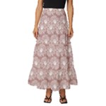 Gerbera Daisy Vector Tile Pattern Tiered Ruffle Maxi Skirt