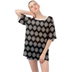 Abstract Knot Geometric Tile Pattern Oversized Chiffon Top